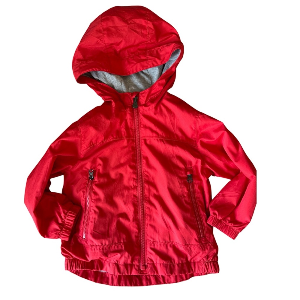 GAP Red Windbreaker Casual jacket, grey soft cotton jersey  lined, toddler 2T